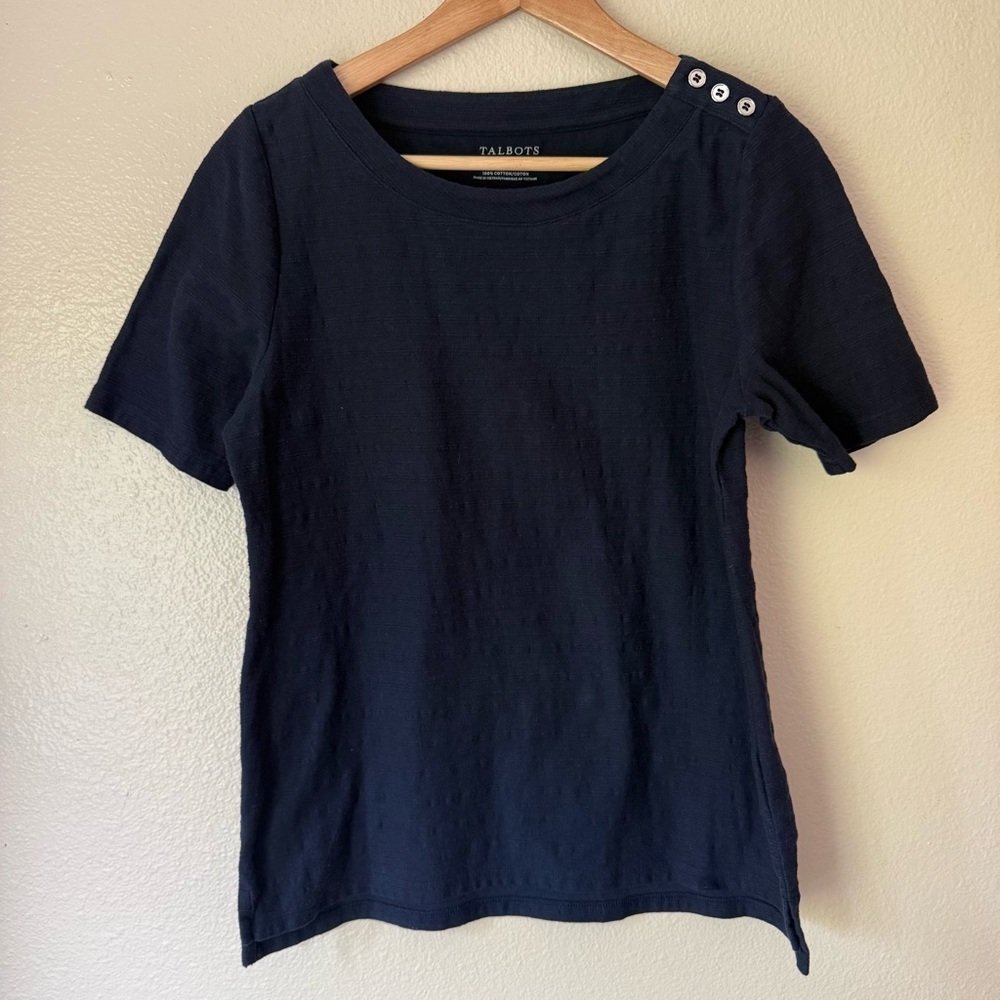 ❇️Talbots Dark Blue Button-Shoulder Tee 2 for $22❇️